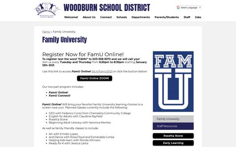 Family University – After School Club – Woodburn School ...