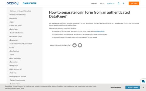 How to separate login form from an authenticated DataPage ...