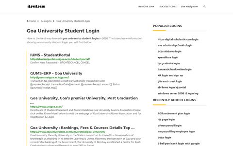 Goa University Student Login ❤️ One Click Access