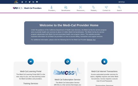Medi-Cal: Provider Home Page