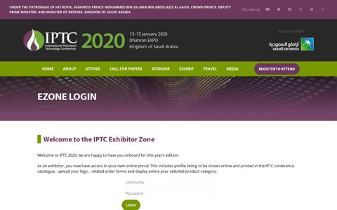 Ezone Login - International Petroleum ... - (IPTC) 2020