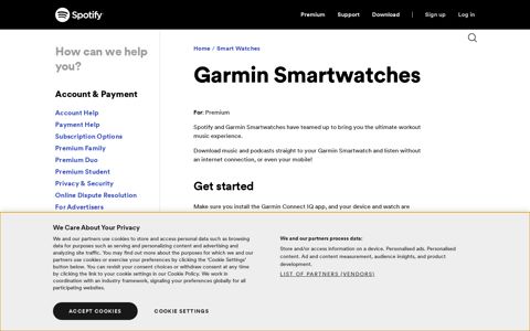 Garmin Smartwatches - Spotify