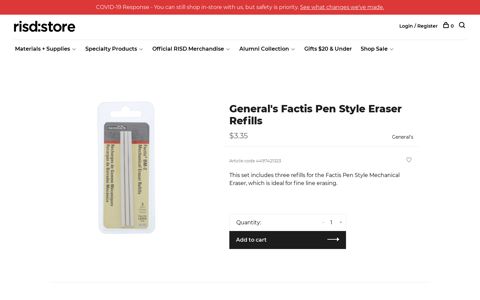 General's Pencil Factis Pen Style Eraser Refills - RISD Store