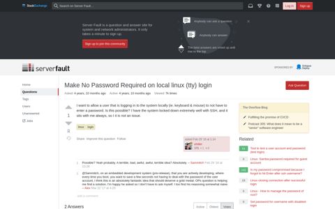 Make No Password Required on local linux (tty) login - Server ...