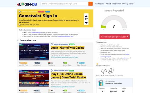 Gametwist Sign In - A database full of login pages from all ...