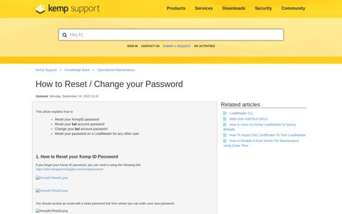 How to Reset / Change your Password – Kemp Support