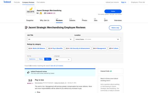 Jacent Strategic Merchandising Employee Reviews - Indeed