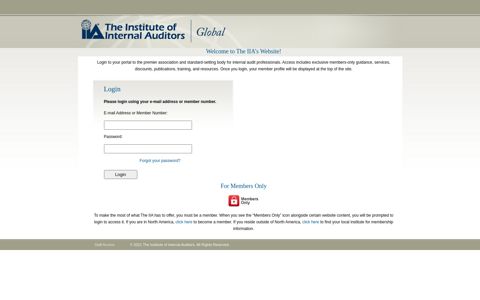 The Institute of Internal Auditors - Login - Global IIA