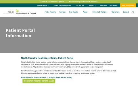 Patient Portal Information - Weeks Medical Center