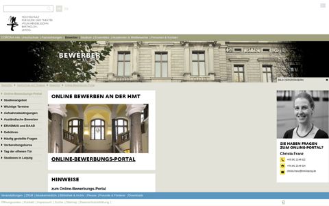 Online-Bewerbungs-Portal - HMT Leipzig