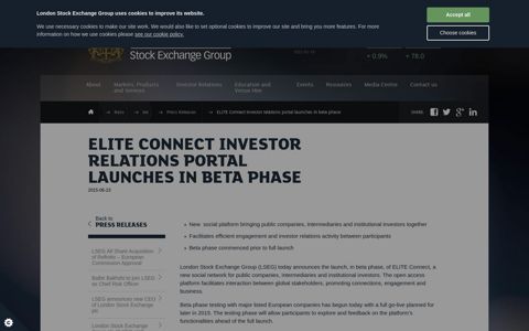 ELITE Connect investor relations portal launches in beta phase