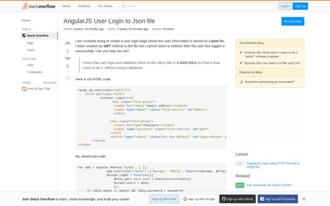 AngularJS User Login to Json file - Stack Overflow