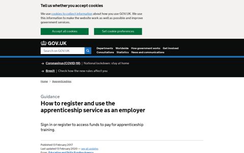 How to register and use the apprenticeship service ... - Gov.uk