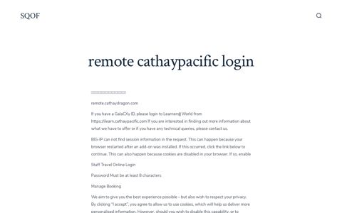 remote cathaypacific login – SQOF