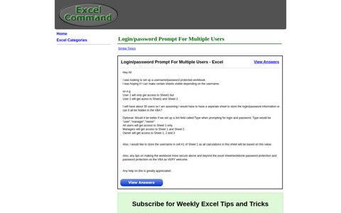 Login/password Prompt For Multiple Users - Hey All I ... - Excel