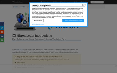 How To Login to a Hitron Router And Access The Setup Page ...