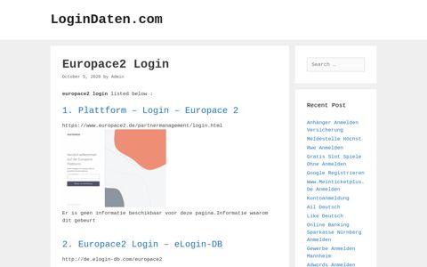 Europace2 - Plattform - Login - Europace 2 - LoginDaten.com