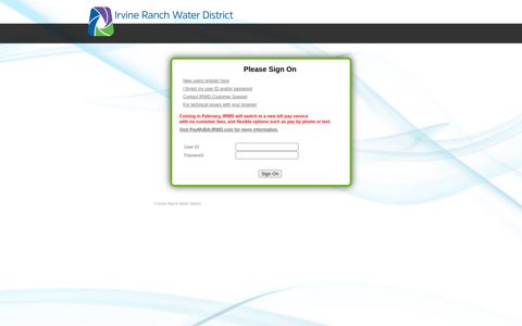 Irvine Ranch Water District: Please Sign On