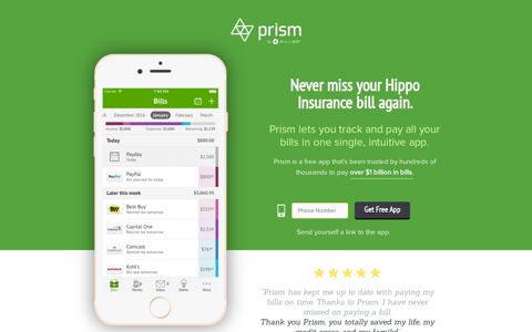 Pay Hippo Insurance with Prism • Prism - Prism Bills & Money