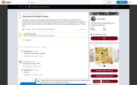 Username for Deviant Tracker : huntakiller - Reddit