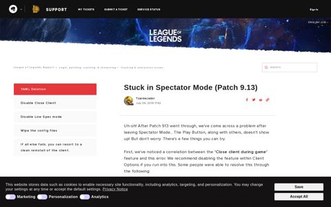 Stuck in Spectator Mode (Patch 9.13) – League of Legends ...