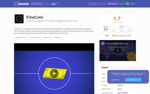 FineCoin (FineCoin) - ICO rating and details | ICObench