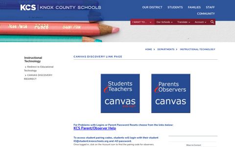 Canvas Discovery Link Page - Knox County Schools