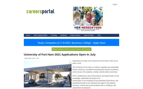 University of Fort Hare 2021 Applications Are Open | Careers ...