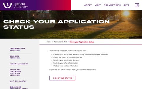 Check your Application Status | Linfield University