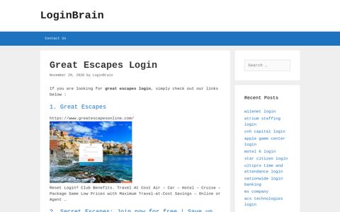 great escapes login - LoginBrain