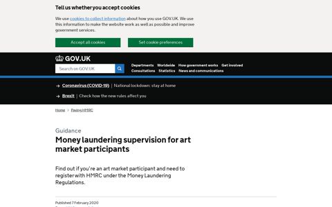 Money laundering supervision for art market ... - Gov.uk
