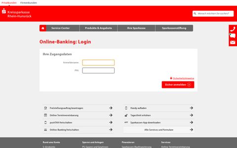 Online-Banking: Login - Kreissparkasse Rhein-Hunsrück
