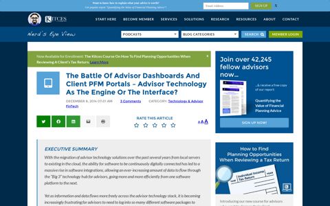 Battle Of Financial Advisor Dashboards & Client PFM Portals