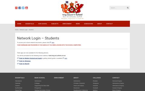 Network Login - Students - King Edward VI School