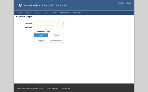 Vanderbilt Kennedy Center > Login