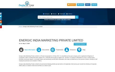 ENERGIC INDIA MARKETING PRIVATE LIMITED - Zauba Corp