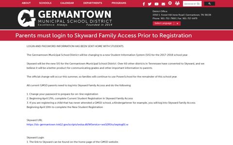 Parents must login to Skyward Family Access Prior to ...