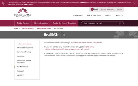 HealthStream, Mount Carmel Health, Columbus, OH