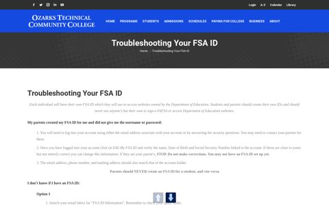 Troubleshooting Your FSA ID - OTC Financial Aid