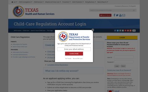 Texas Child-Care Regulatin Account Login
