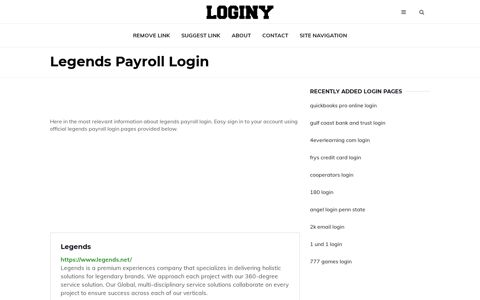 Legends Payroll Login ✔️ One Click Login - loginy.co.uk