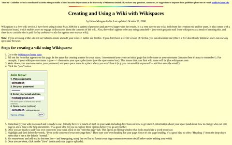 Creating and Using a Wiki with Wikispaces