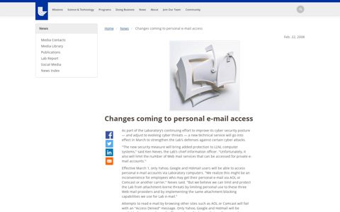 Changes coming to personal e-mail access | Lawrence ...