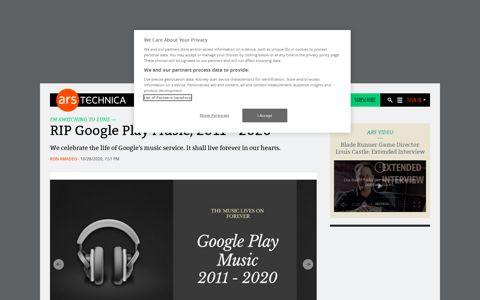 RIP Google Play Music, 2011 – 2020 | Ars Technica