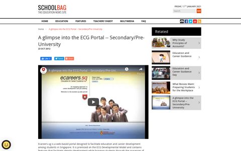 A glimpse into the ECG Portal -- Secondary/Pre-University