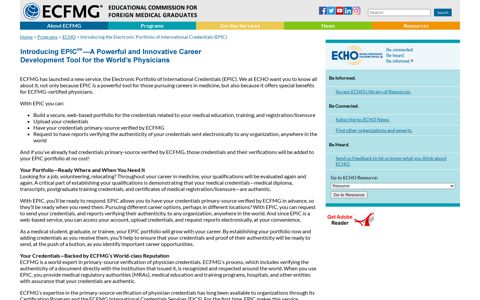 Electronic Portfolio of International Credentials (EPIC) - ECFMG