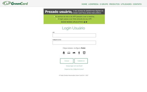 Login Usuário - Green Card