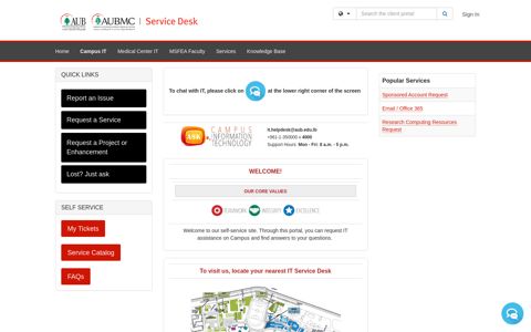 Client Portal Campus IT - Service Desk portal - AUB
