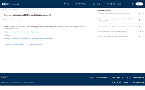 How can I get access to EBSCOhost Collection Manager?