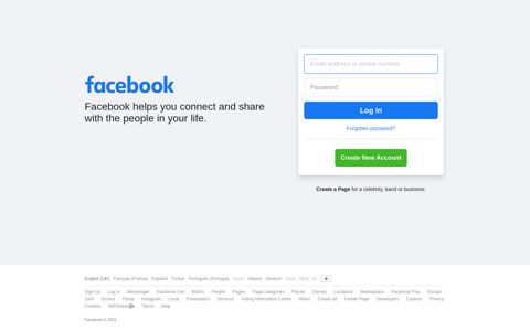 Facebook – log in or sign up